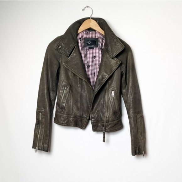 MACKAGE For ARITZIA Kenya Leather Jacket Biker Coat XXS - Picture 12 of 16